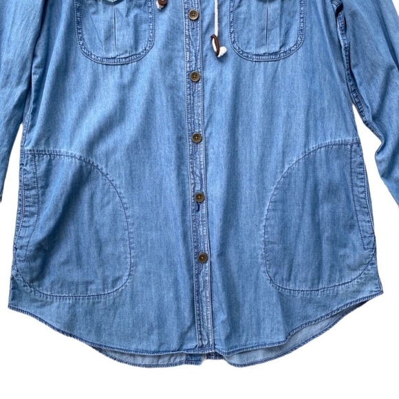 ANTHROPOLOGIE HOLDING HORSES Lightweight Chambray Hooded Jacket Size Small - Picture 4 of 12